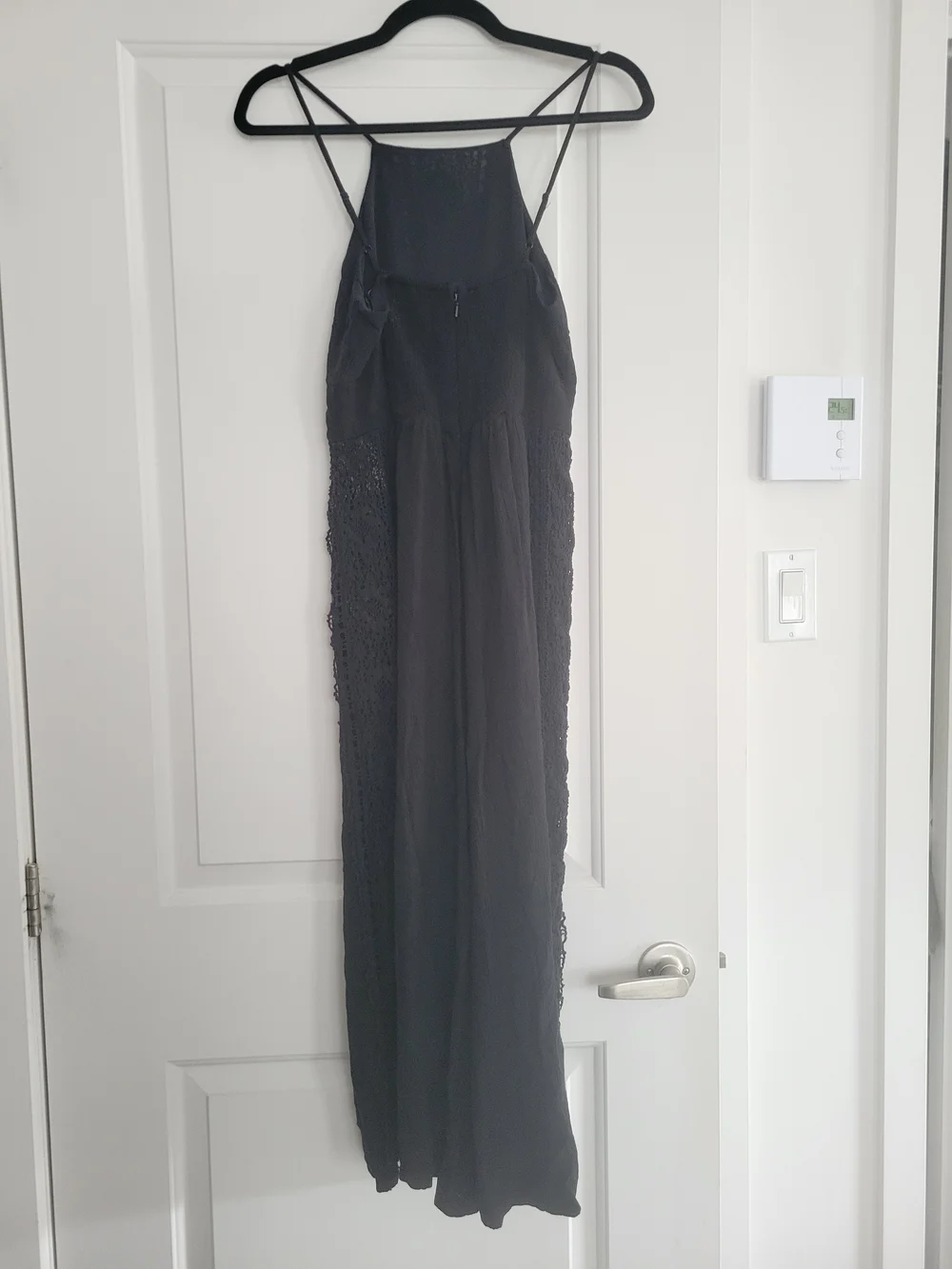 American Eagle Outfitters Black Lace-Trim Halter Maxi Dress - Picture 3 of 4